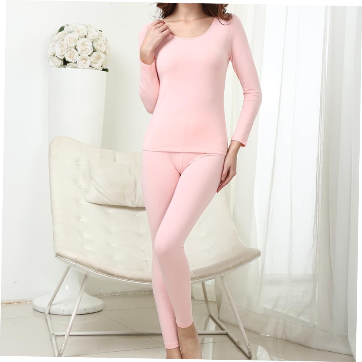 CALLARON Conjunto Térmico Mujer 2 Piezas Algodón Suave Ropa Interior Invierno para Casa