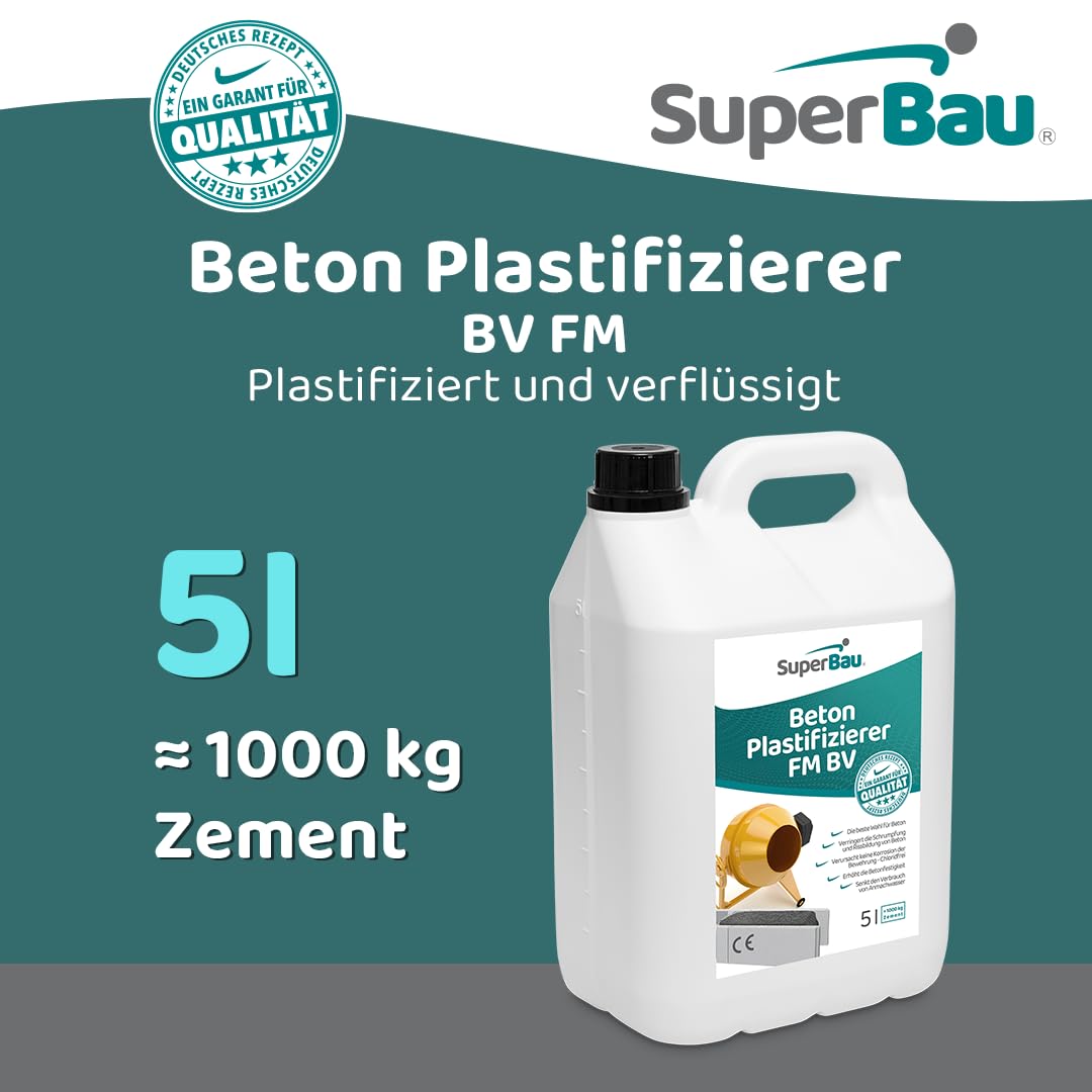 Plastyfikator do betonu 5 l (około 1000kg cememtu) płynny dodatek do betonu, jastrychu, zaprawy i kleju cementowego, nie zawiera chloru – chroni przed korozją metalu