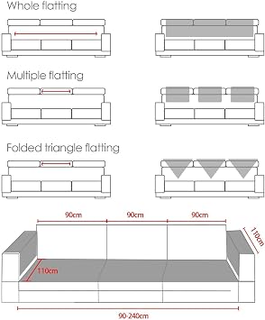 ZTGL Thicken Non-Slip Sofa Cover, Easy-Going Sectional Couch Covers 4/3/2/1 Seater, Washable Sofa Slipcover, Reversible Quilted Furniture Protector,White,1 pc 70x210cm