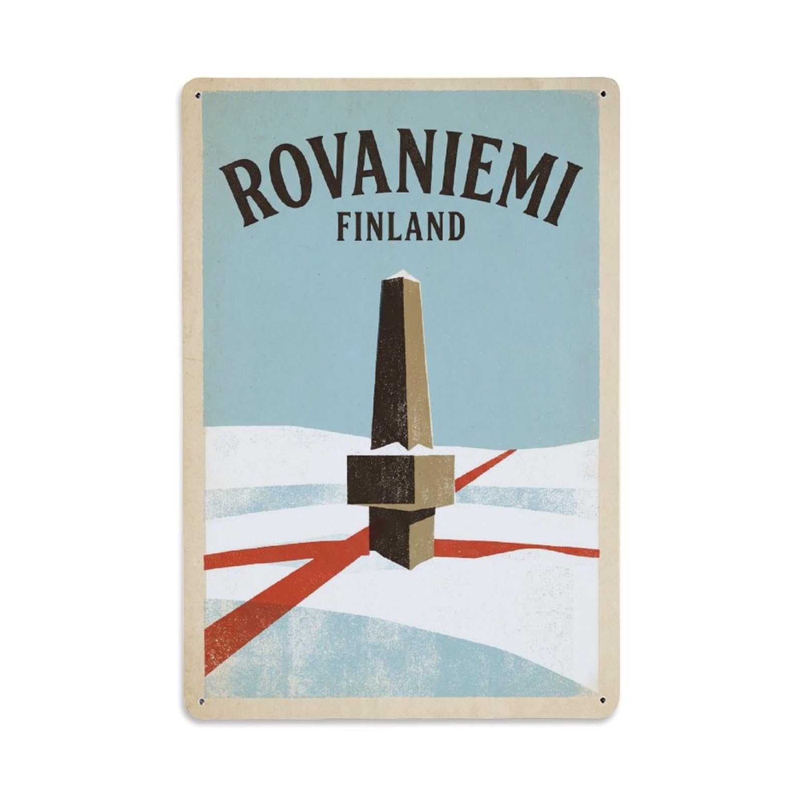 Finland Rovaniemi Travel Retro Metal Tin Sign Plaque Wall Decor for Cafe, Club Bar, Office, Garden Metal Poster 8x12Inch