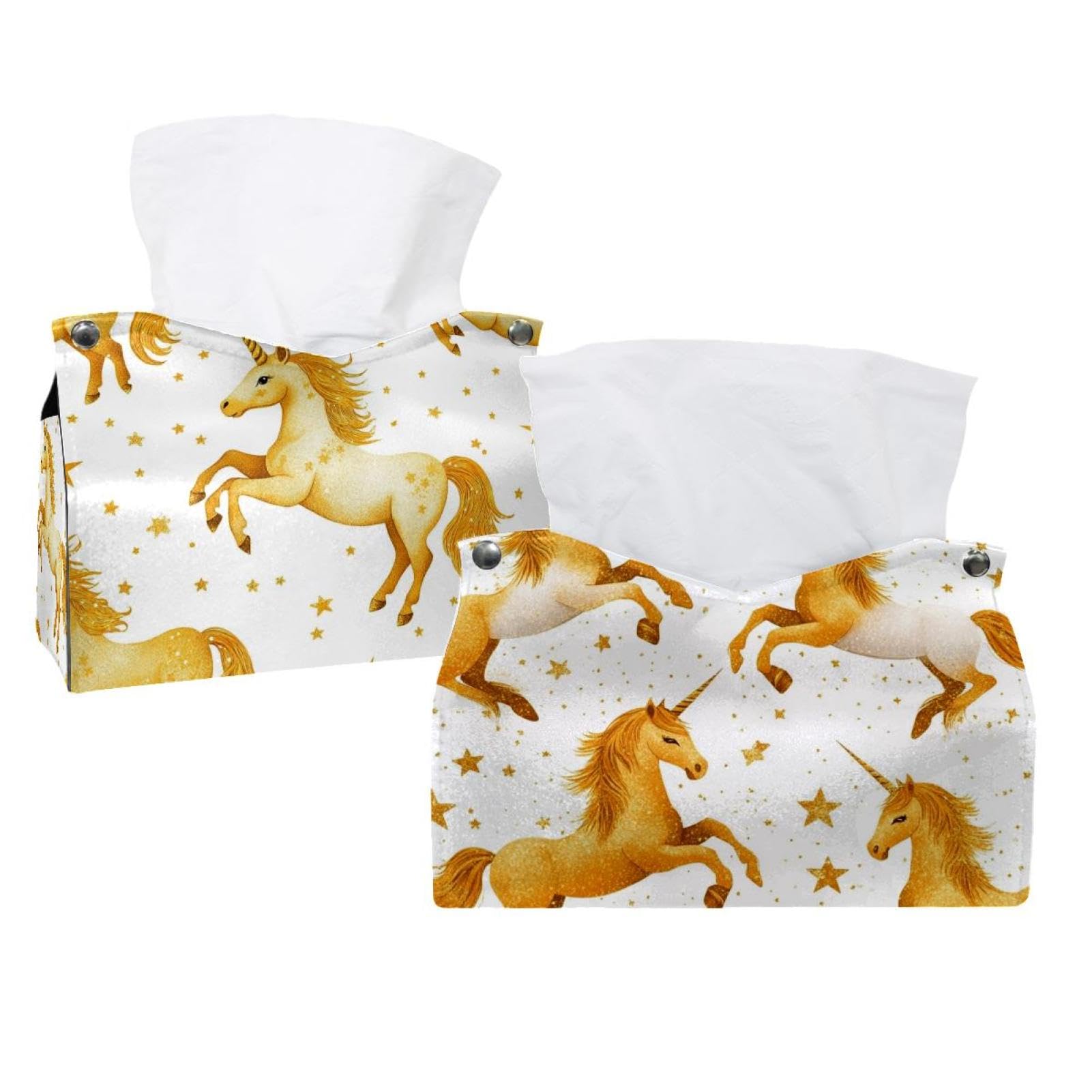 Boîte à mouchoirs licornes dorées en papier lot de 2 distributeur table