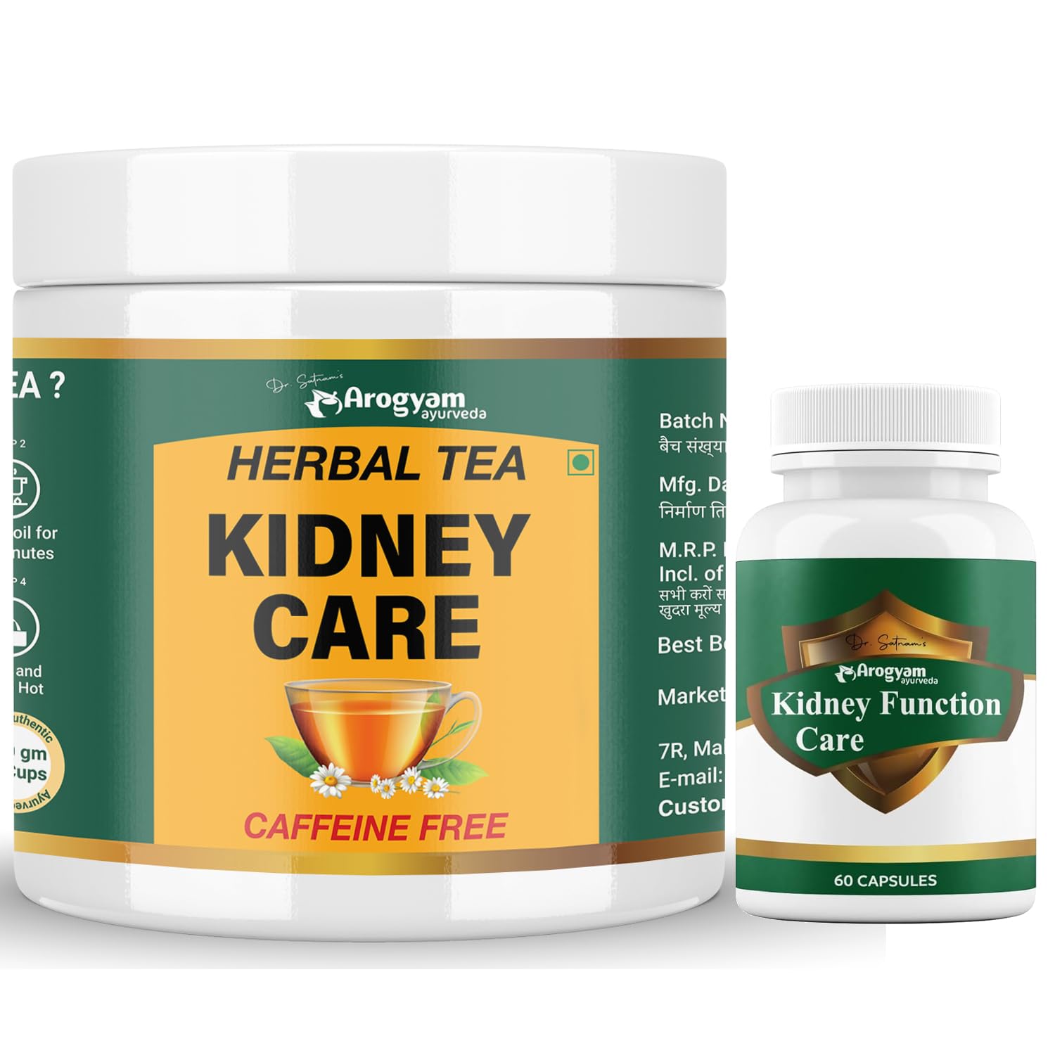 AROGYAM AYURVEDA Kidney Care Herbal Tea & Kidney Care Capsules Combo (100gm, 60 Capsules) (B0D4DN79T2) Amazon Price History, Amazon Price Tracker