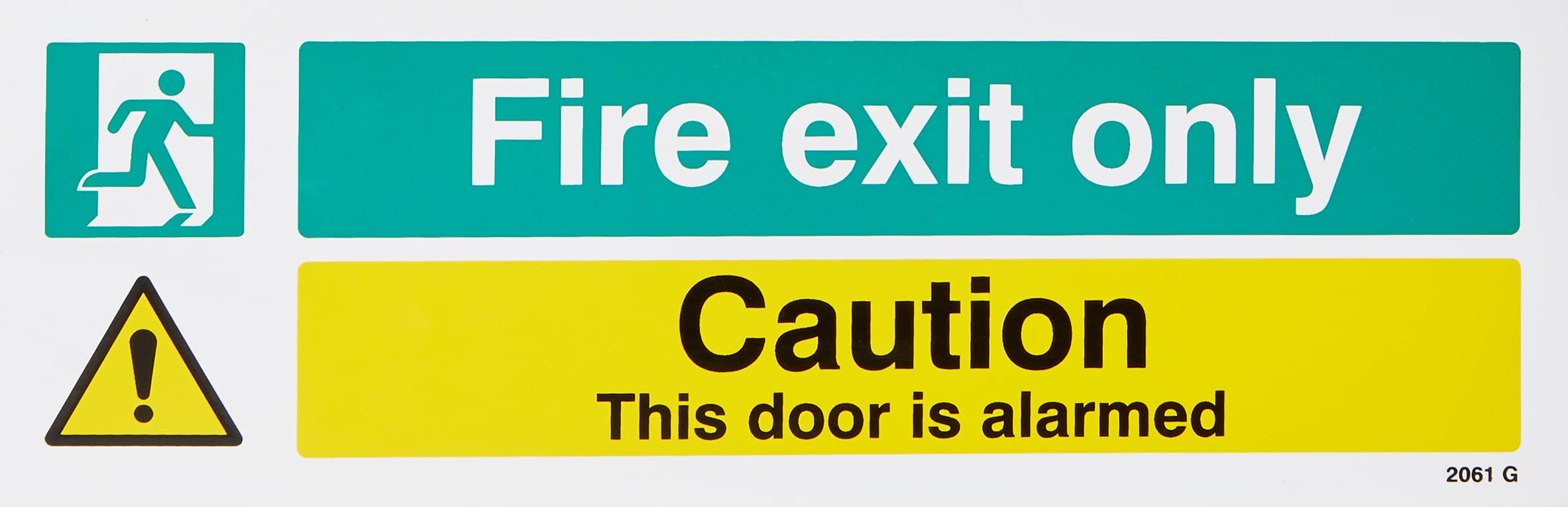 Caledonia Signs 22061G englisches Schild „Fire Exit Only - Caution this Door is Alarmed“, selbstklebend, Vinyl, 300 x 100 mm
