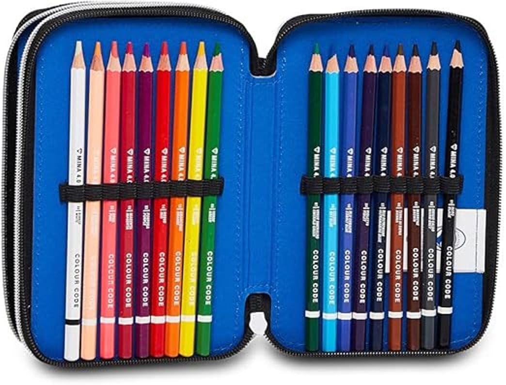 Astuccio scuola Seven Atalanta - 3 piani completo di cancelleria per bambino + portachiave