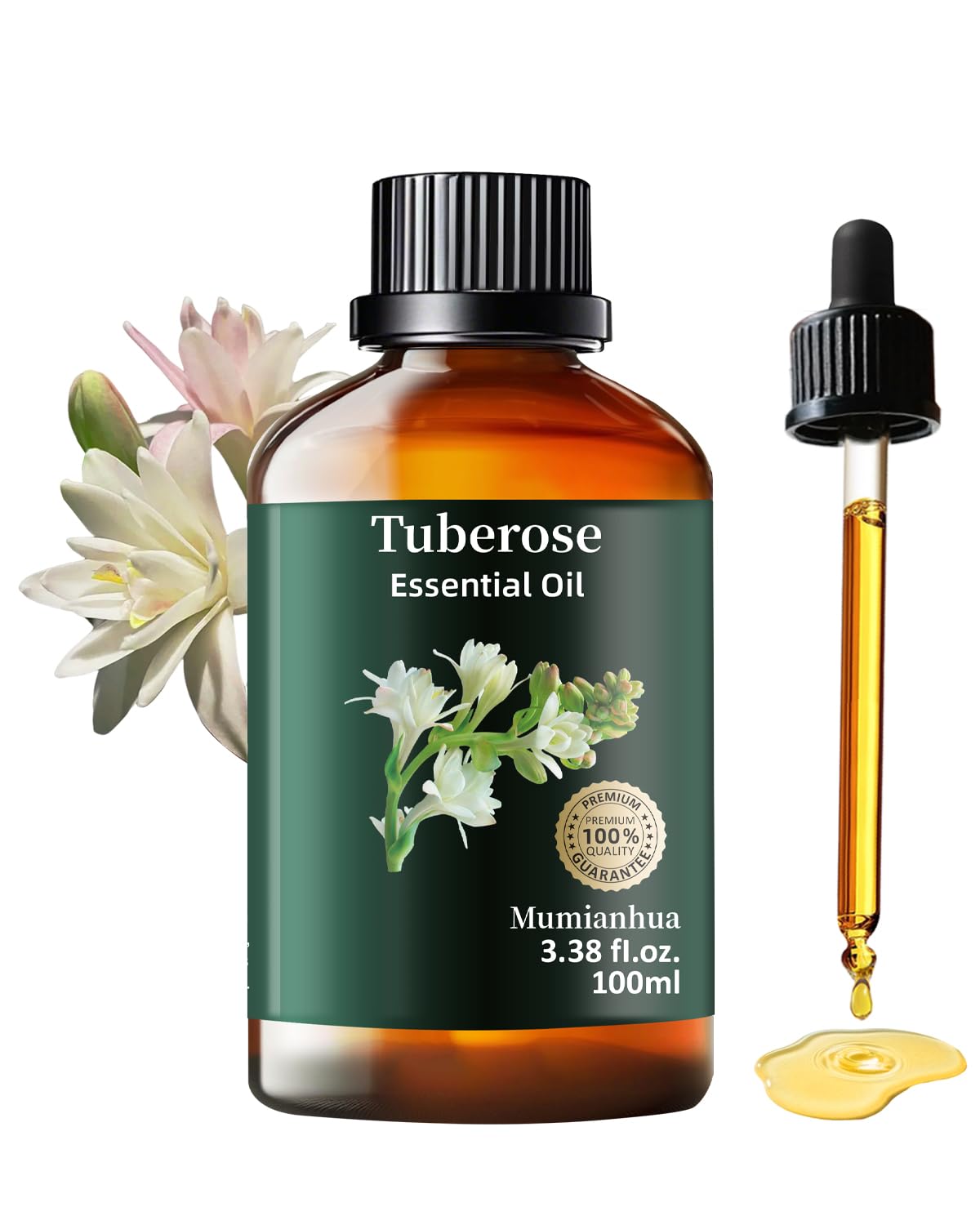 Tuberose Essential Oil, Pure Tuberose Oil Mumianhua Extravagant Perfumer's Essence Floral Oil for Reed Diffuser, Natural Perfume & Skin Elixir, Hair,