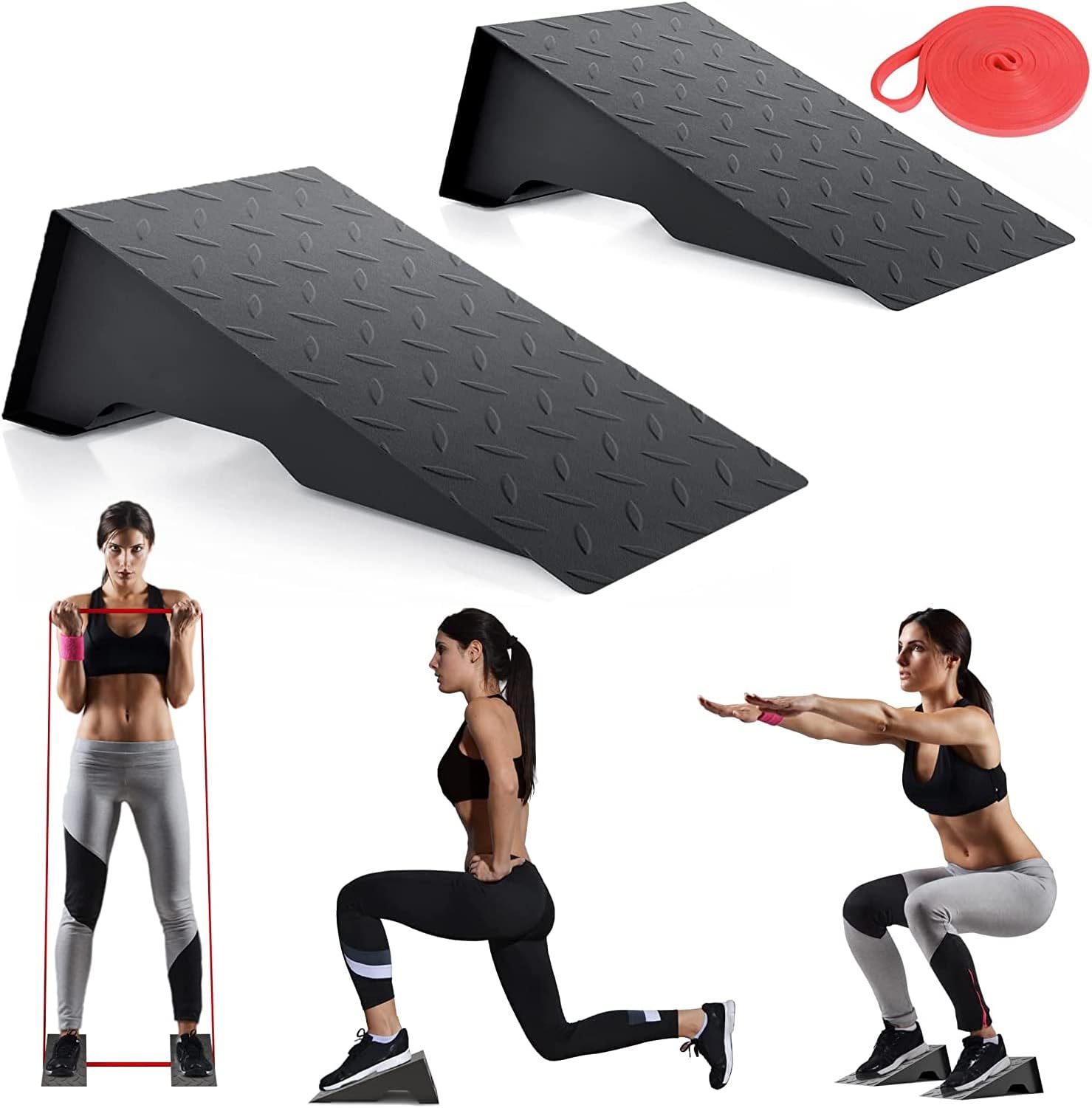 Angju Squat Wedge Block for Heel Elevated Squat, 20 Degree Slant Board for Weightlifting and Fitness, Heavy-Duty Anti-Slip Squat Wedge Blocks for Calf Raises to Improve Mobility Balance