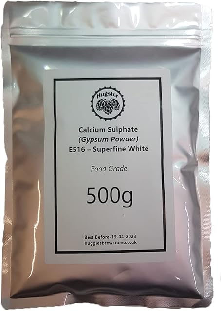 Gypsum Powder Food Grade - 500g - (Calcium Sulphate) for Homebrewing - Mushroom Growth - Hugsters (500))