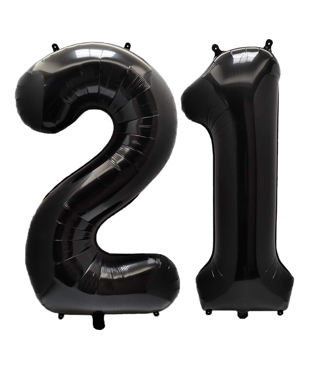 AULE 40 Inch Jumbo Black Foil Mylar Number Balloons for Men Women 21st Birthday Party Decorations 21 Years Old Anniversary Party Supplies — image 1