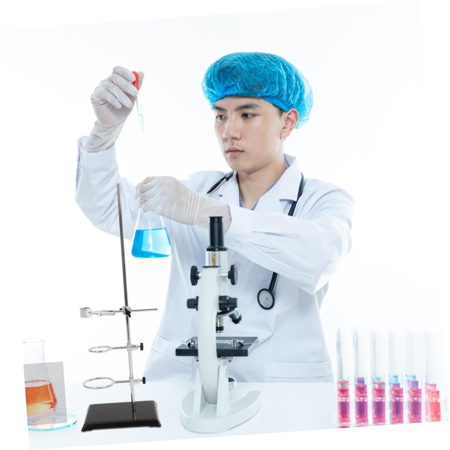ABOOFAN Laborstativ aus Tischstativ mit Klemmen Trichterhalter für Experimente Laborhilfsmittel für Chemie Reagenzglas-klemmenständer Stabiles Laborstativ für Filtration und Erhitzung