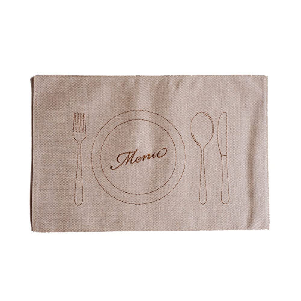 Salvamanteles,Manteles Individuales para Mesa De Comedor, Platos Simples, Cubiertos, Manteles Individuales De Lino De Algodón Bordados, Manteles Individuales Antideslizantes De Color Caqui, Resiste