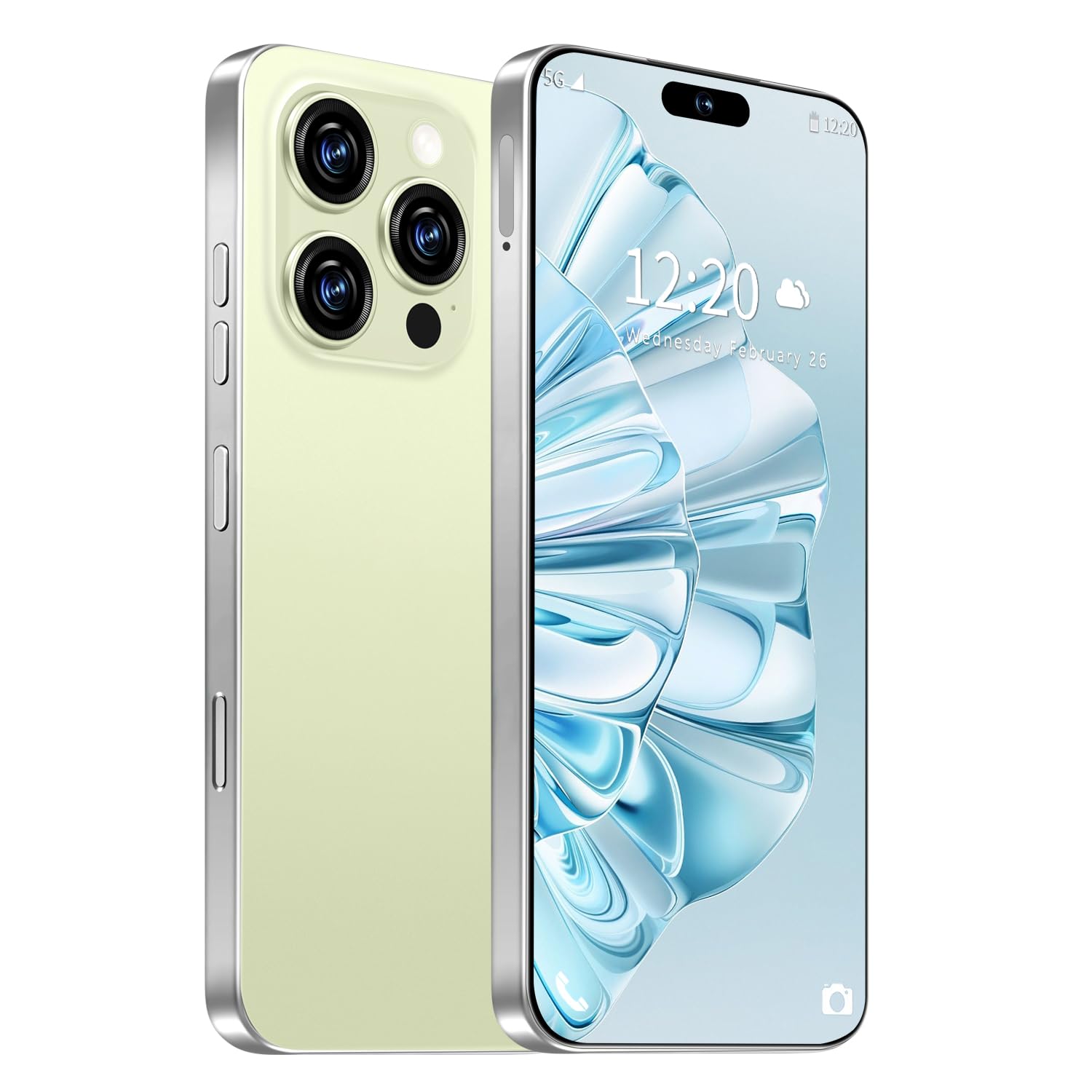 I16 PROMAX Unlocked Phone, 6.99inch Cell Phone with Android 13 12GB+512GB 7000mAh Long Battery Life, HD Screen Smartphone with Dual SIM, Fingerprint Lock, Face ID, Photos 5G Phone (Yellow)