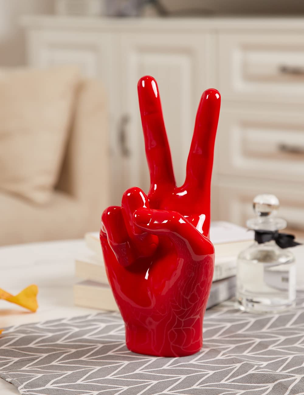 Signo Paz Escultura Mano Estatua Figura Moderno Decoración 28cm