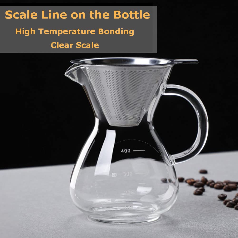 Clever Dripper YunNasi Giet-over Koffiezetapparaat Glazen Handdruppelaar Koffiebrouwer Set Koffiefilter Kan Met Permanent Filter (400ml Filter Coffee Machine