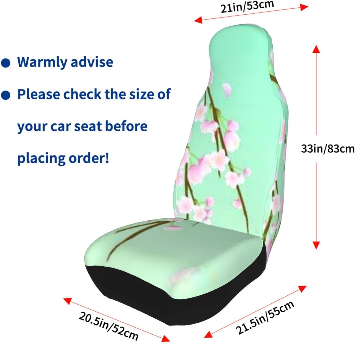 Weeping Flower Freshly Blooming Cherry Blossom Branches with Flower Buds Car Seat Covers 2-Pack - Fit for Sedans, Trucks, Suvs, Automotive Seat Protectors with Reinforced Stitching