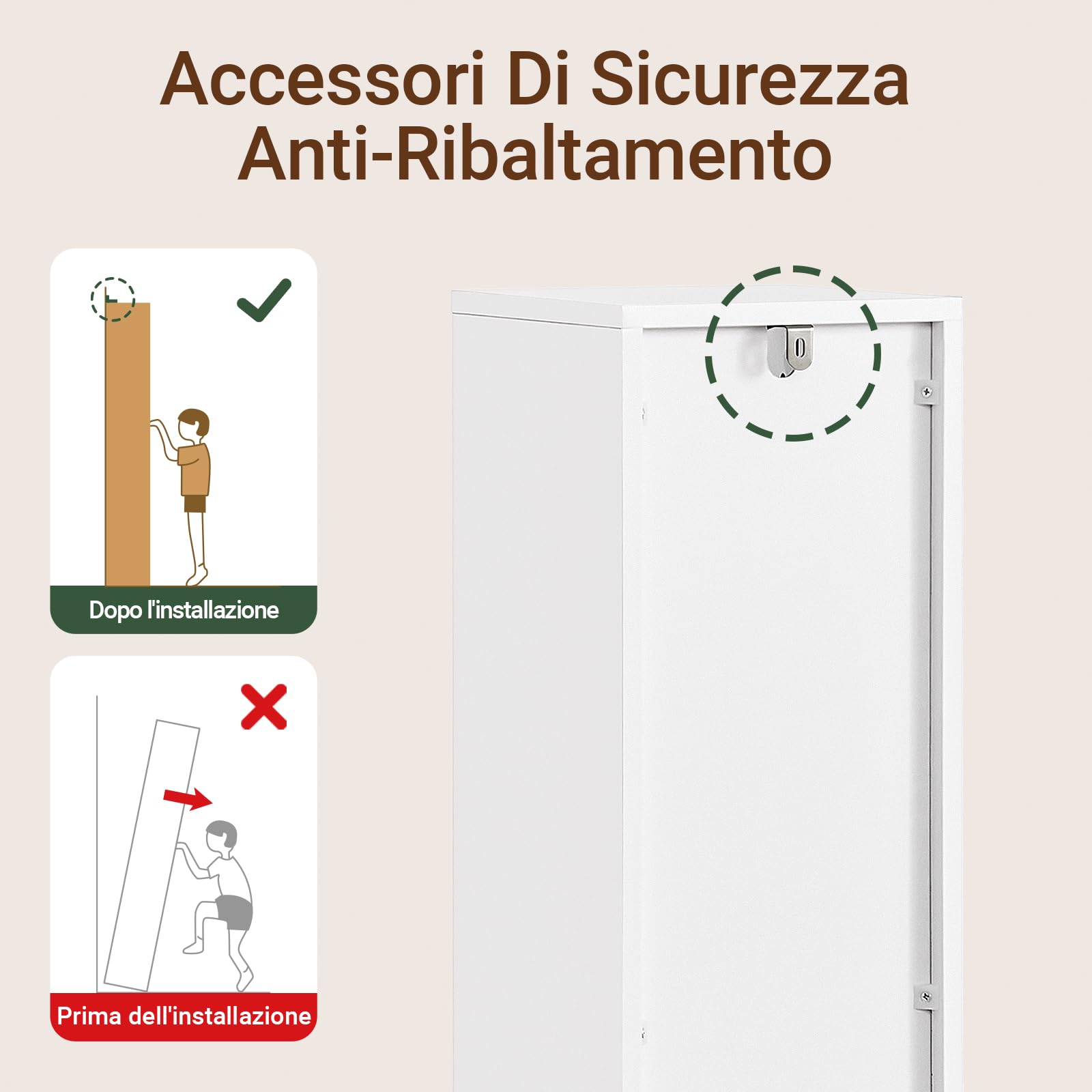 SoBuy Mobiletto Bagno Salvaspazio Colonna Stretta Armadietto Bagno con Cassetto & Ripiano Regolabile per Spazi Stretti WC Piccoli Bianco 20x20x96cm BZR151-W