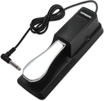 Sustain Pedal for Keyboard Universal, Premium Sustain Pedal, Piano Pedal for Keyboard with Polarity Switch for MIDI Keyboards, Digital Pianos, Yamaha, Casio and More, 1/4 Input Plug by karmiero