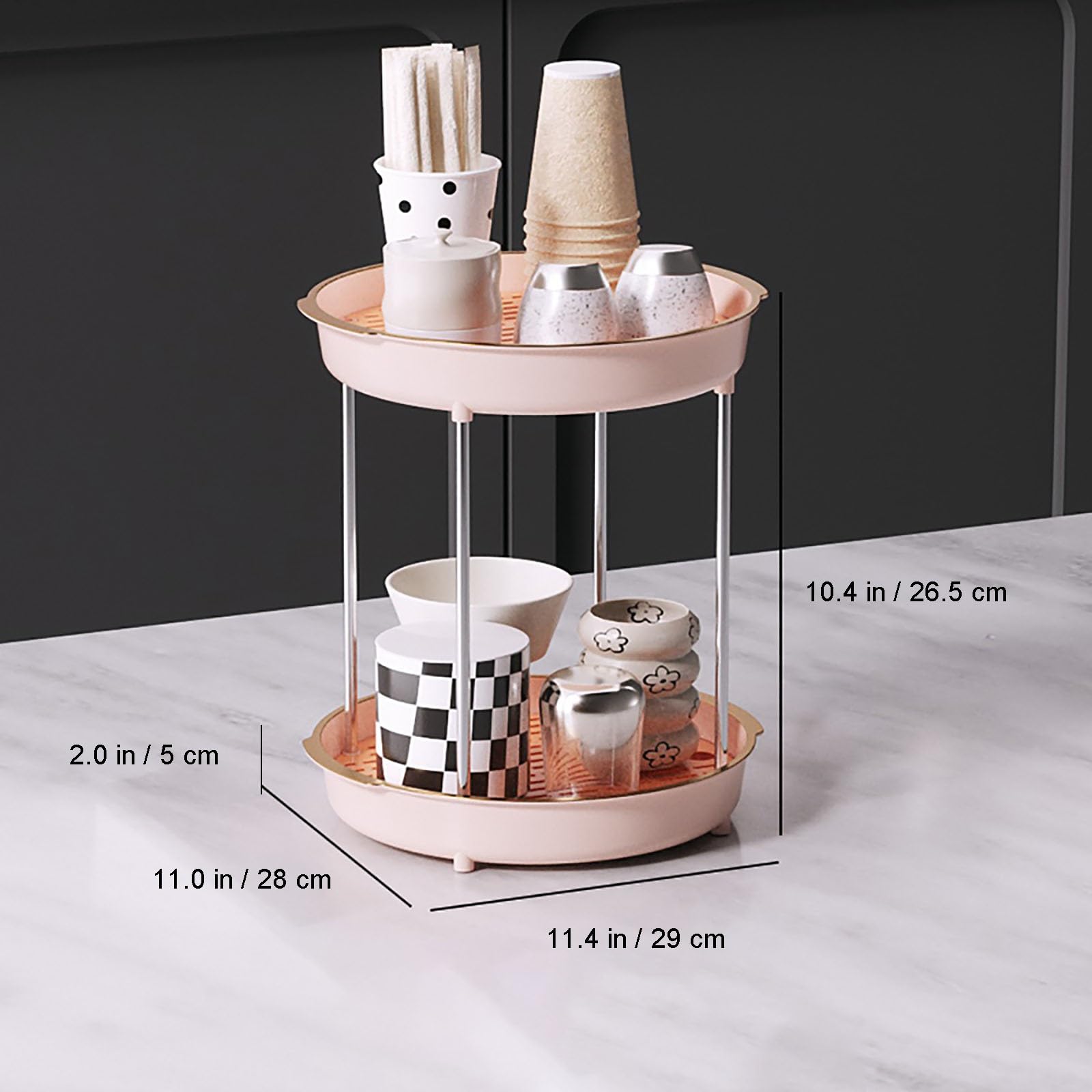 Multifunktionale Abtropfschale aus Kunststoff mit D-Ed Ed Herausnehmbarer Auffangschale für Tee-Sets, Wasserbecher und Pflanztöpfe, Gelb 26,5 x 25 cm