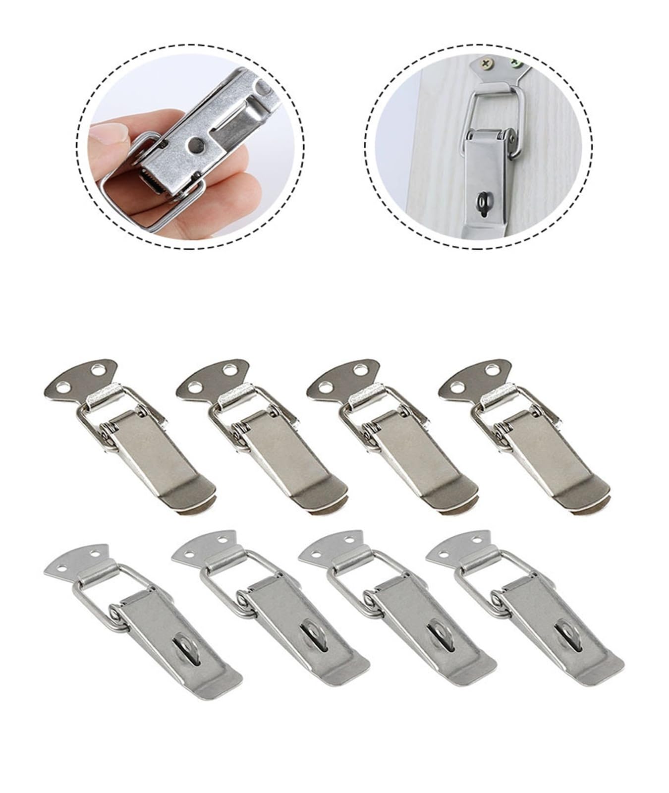 30PCS Door Latches Cabinet Spring Catch Boxes Handle Toggle Lock Clamp Hasp Für Fenster Toolbox(Silver-Without Lock)