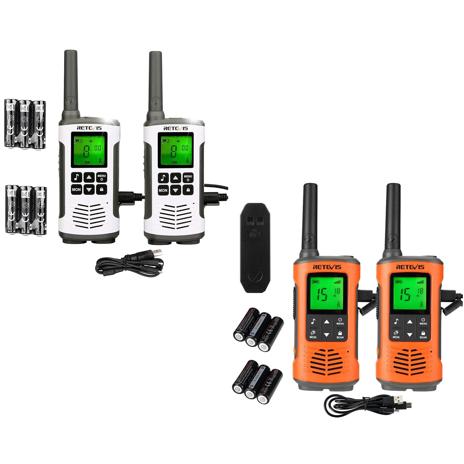Retevis RT45 Walkie Talkie Professionali con RT45P Impermeabile Woki Toki | Ricaricabili Ricetrasmittenti per Adulti, Campeggio Escursionismo, Torcia 16 Canali LED SOS, PMR446 Walky Talky Senza Licenza
