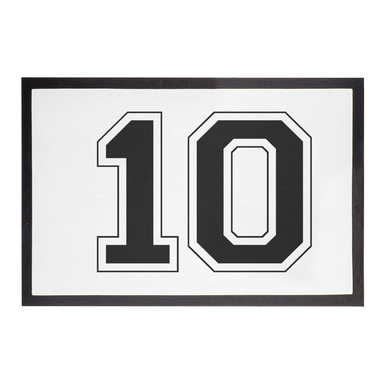 Paillasson de foot et basket maillot 10 tapis entrée noir blanc 60x40cm