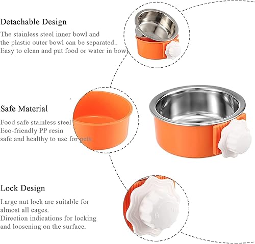 Miniatura 3 de Cuenco colgante de acero inoxidable extraíble para agua y comida, contenedor de alimentación para mascotas, contenedor para gatos, cachorros,