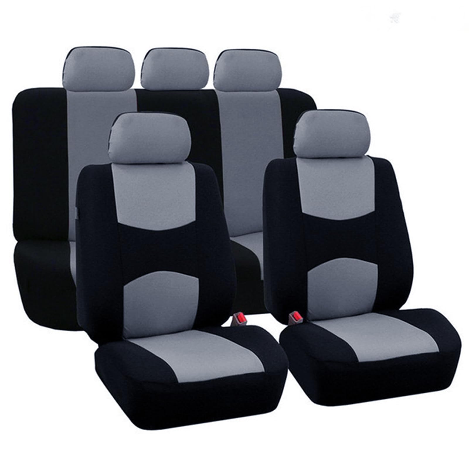 Fundas Asientos Coche universales de 5 plazas, Apta para Fundas Asientos Coche universales Delanteros y Traseros con reposacabezas, Resistente al Desgaste y antideformación (Gris)