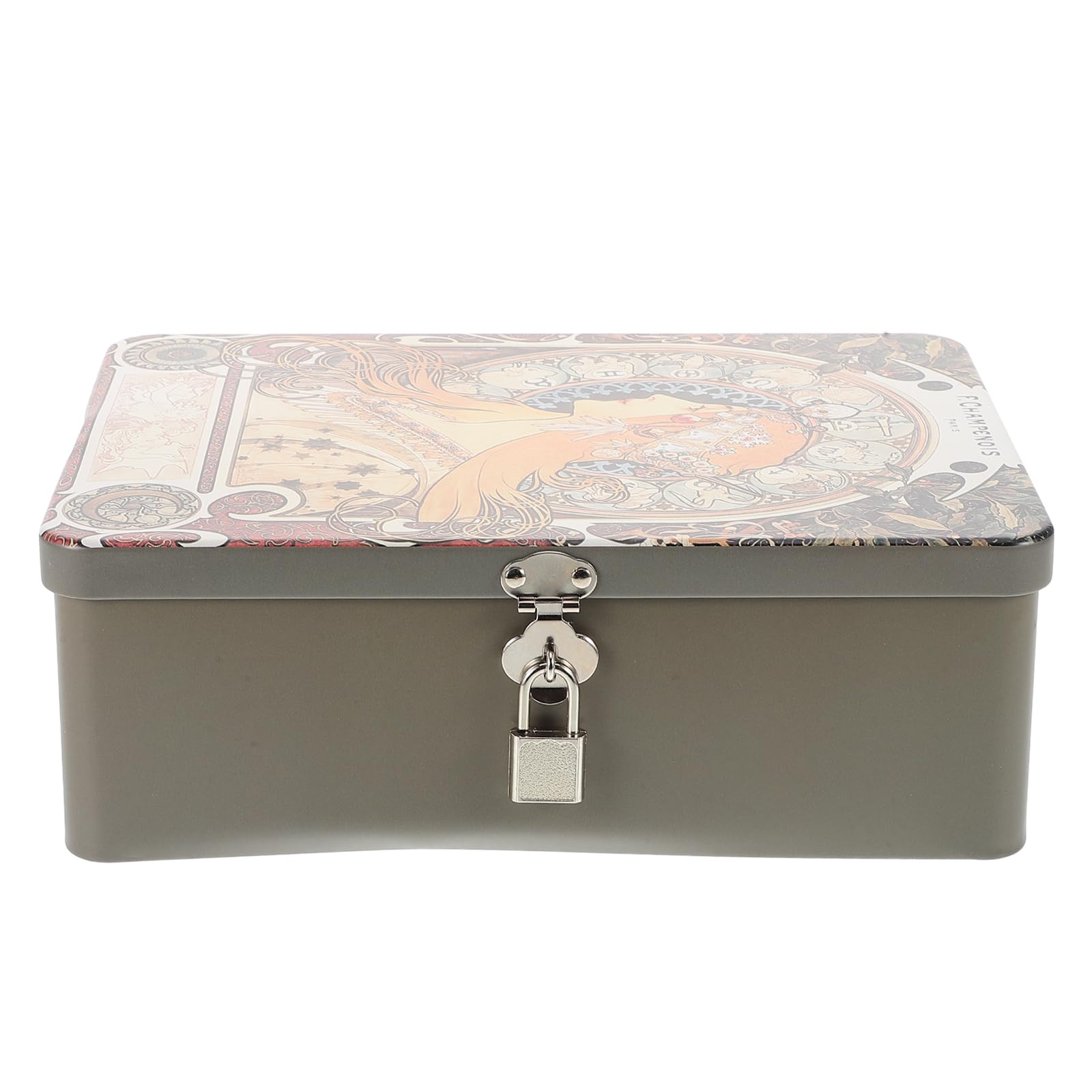 PACKOVE Caja Caja De Lata Decoración Vintage Latas De Dulces Recipiente Metalico Con Tapa Contenedor De Té Latas De Metal Rectangulares Café Viejo Lata Pequeña Hojalata