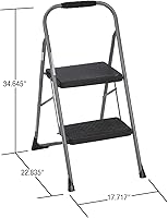 Vista 4 de Cosco 11308PBL1E Taburete plegable de 2 escalones, 200 libras, 22 pulgadas de extensión, negro/gris