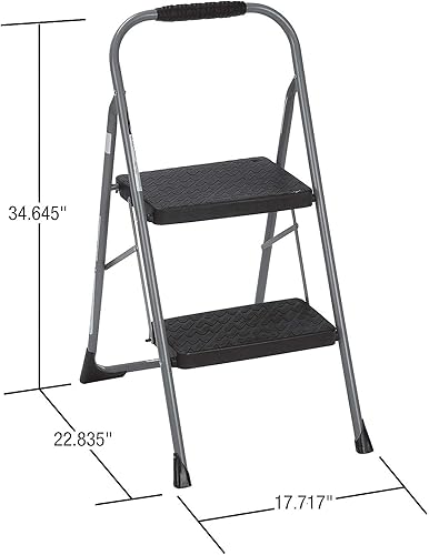 Miniatura 4 de Cosco 11308PBL1E Taburete plegable de 2 escalones, 200 libras, 22 pulgadas de extensión, negro/gris