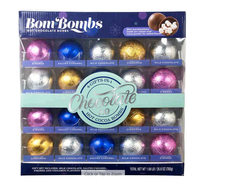 Bom Bombs Hot Chocolate Bombs, Variety Pack- 20 Count, 5 Bombs per Gift Pack, 4 Gift Packs