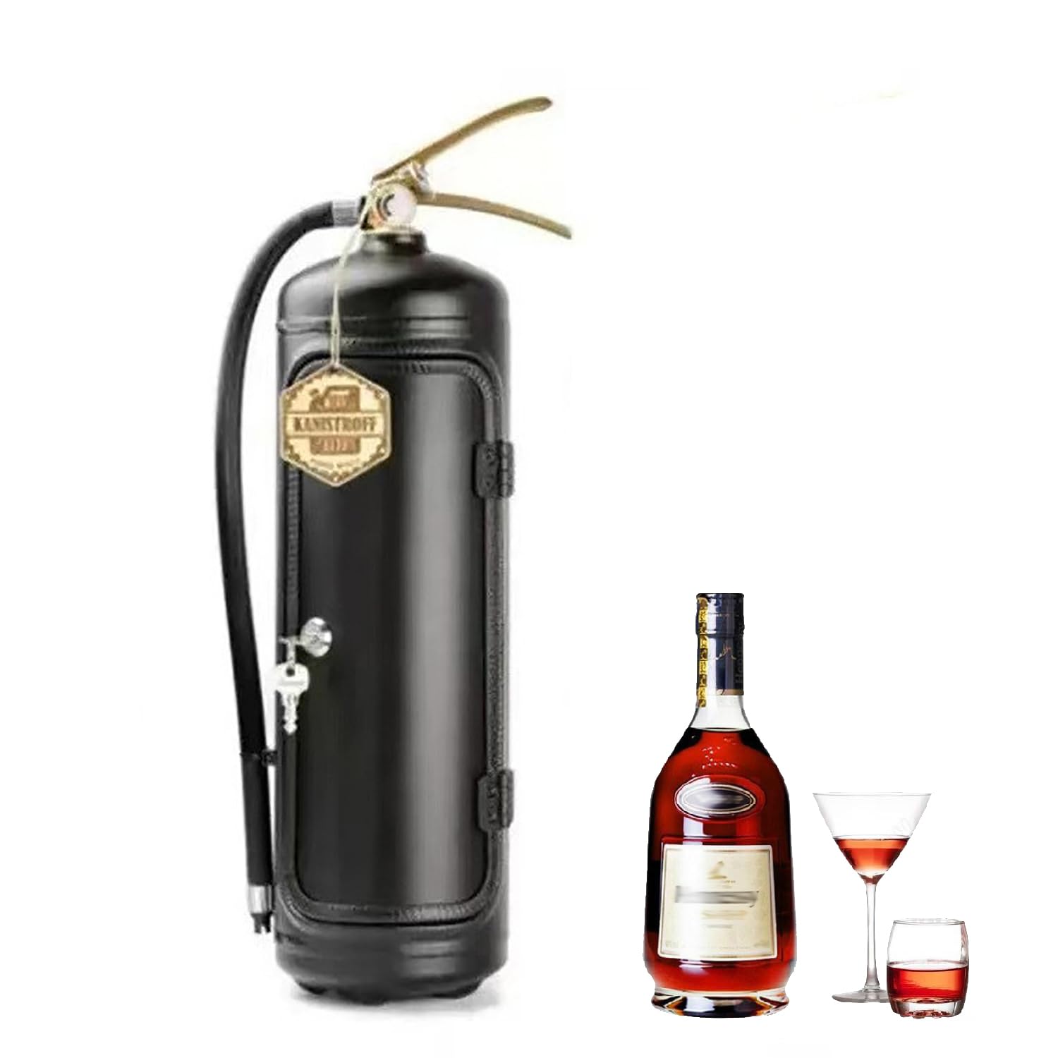 Fire Extinguisher Mini Bar Wine Cooler Creative Fire Extinguisher Shape Wine Storage System, Liquor Wine Storage Boxes, Gift for Whiskey Lovers for Men (C)