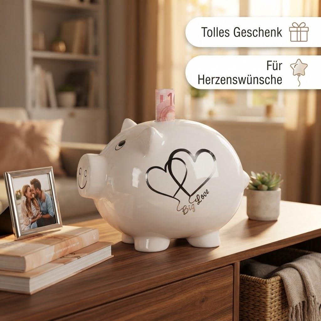 Casablanca Sparschwein Big Love - Keramik - mit Schloss und Schlüssel - abschließbar - Höhe 20 cm
