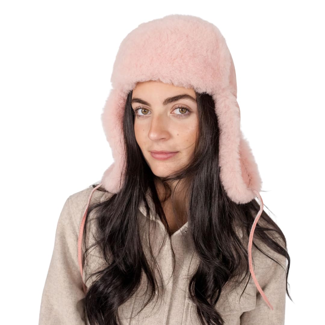 frr Shearling Ushanka Hat (US, Alpha, Medium, Pink)