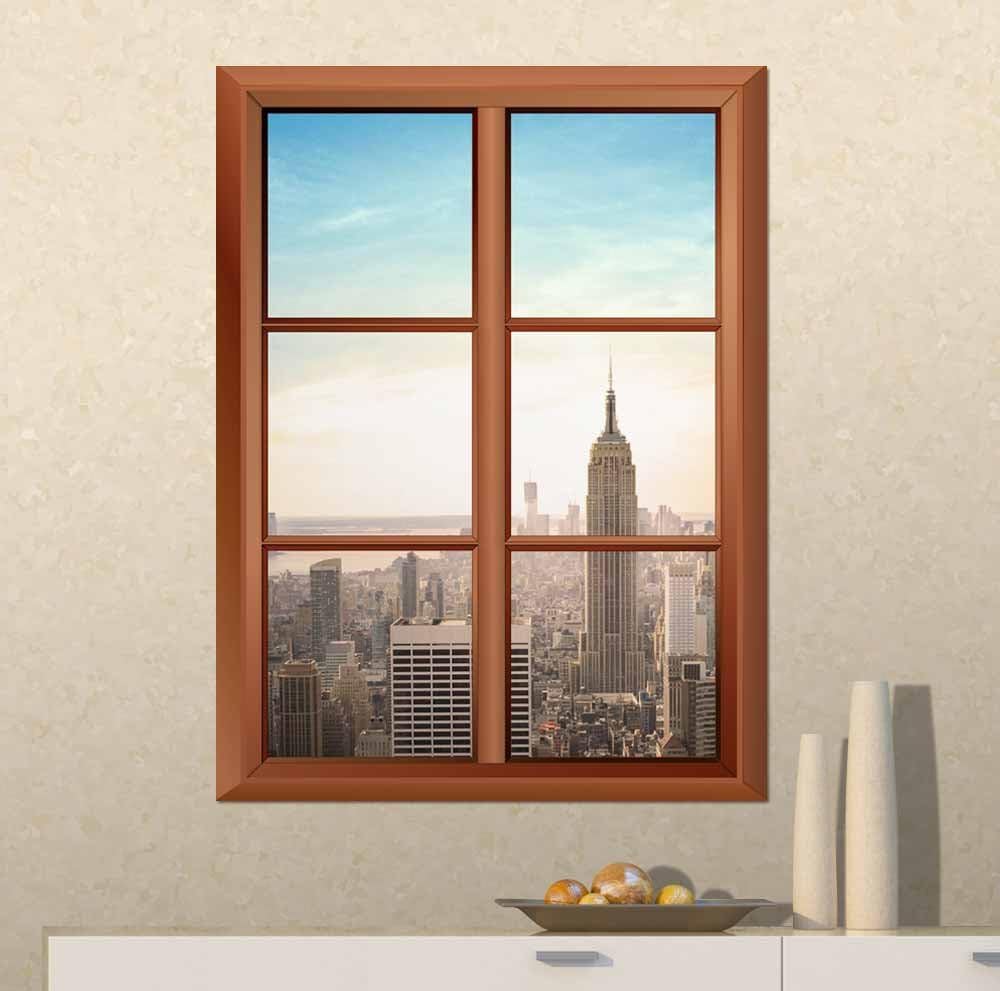 wall26 Removable Wall Sticker/Wall Mural - Modern City Evening Bird's-Eye View - Creative Window View Vinyl Sticker - 36"x48"