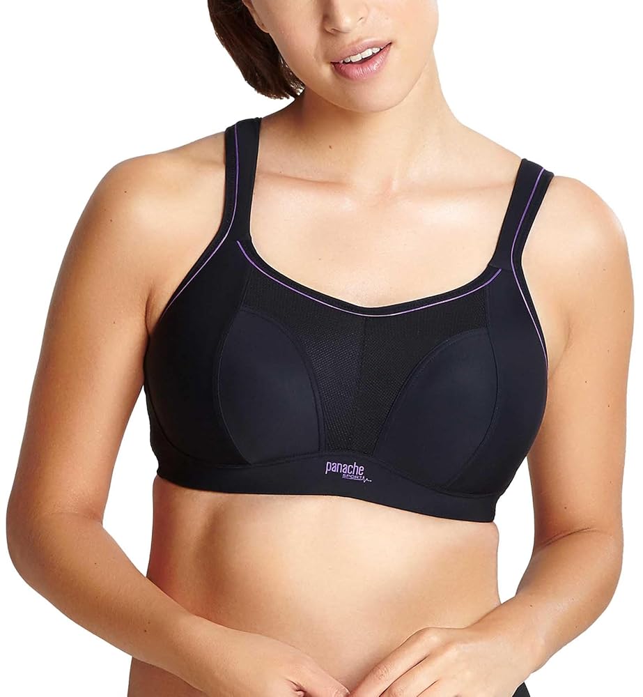 Panache Women's Plus-Size Non Wired Sports Bra, Black, 28DD
