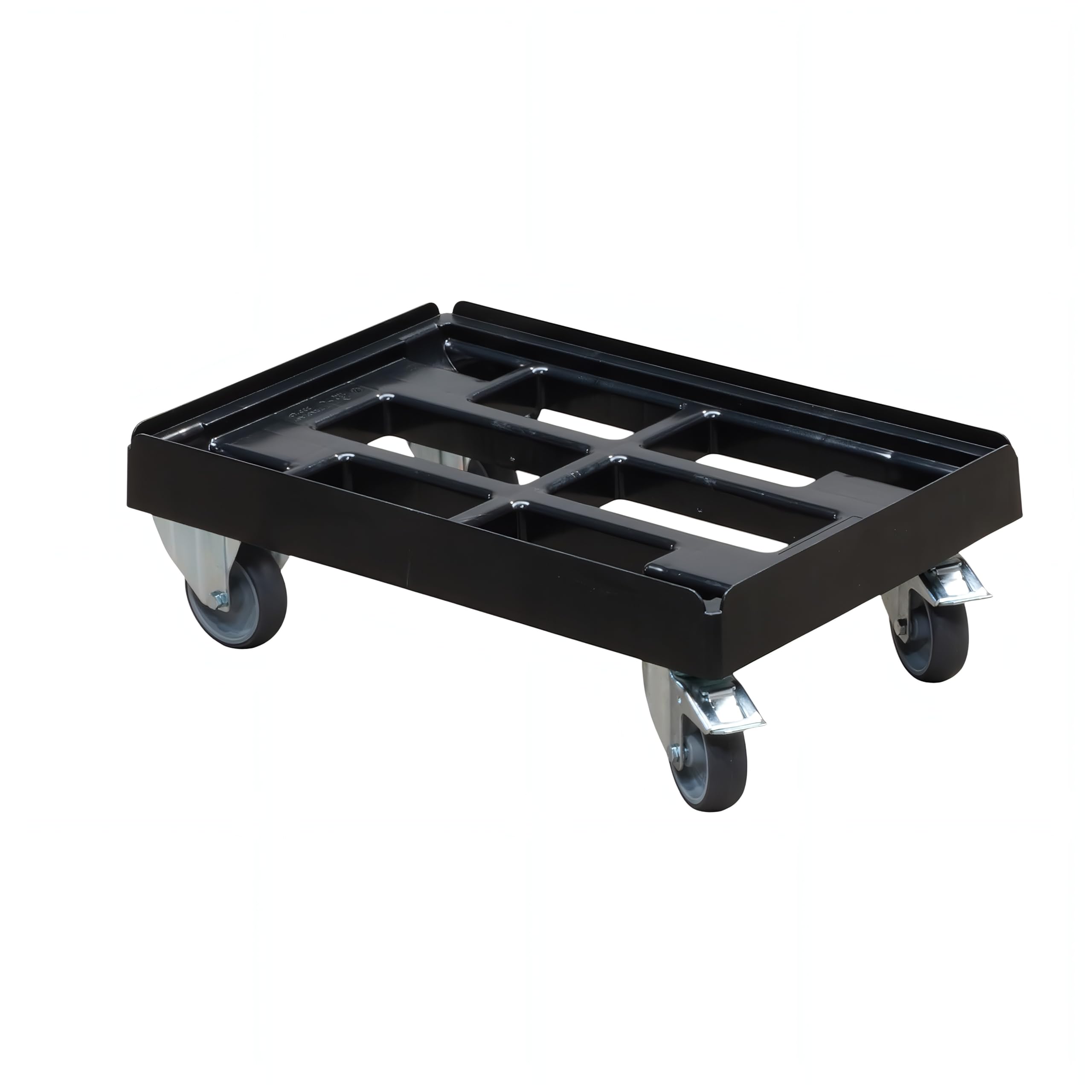 5 Stück Transportroller für Kisten 60 x 40 cm mit 2 Bockrollen und 2 Bremsen in schwarz