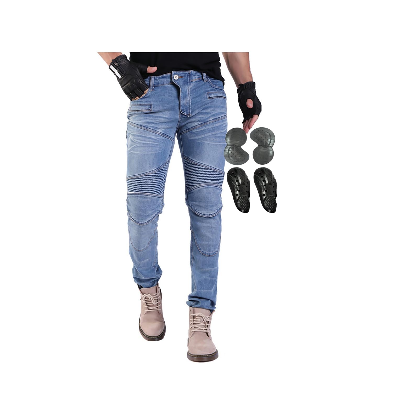 Całoroczne spodnie motocyklowe CE Hip Knee Armor Wiatroszczelne, ochronne dżinsy turystyczne