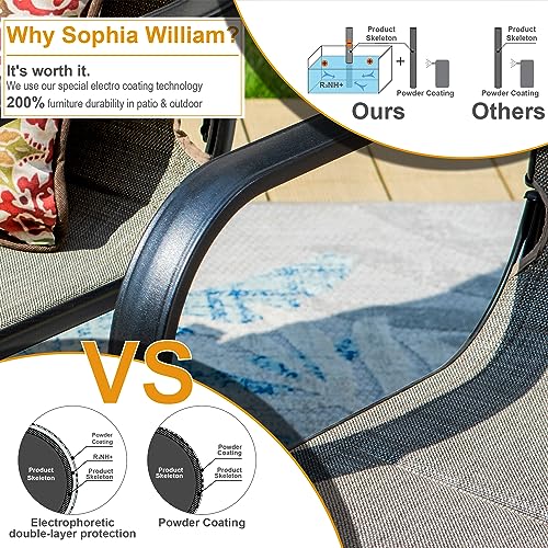 Sophia & William 118-2 Patio Dining Chairs High Back Patio Chairs C Spring Motion Chairs 2 Pieces Quick Dry Textilene Outdoor Furniture Support 350Lbs For Lawn Garden Balcony Pool Backyard Weather Resistant thumb #5