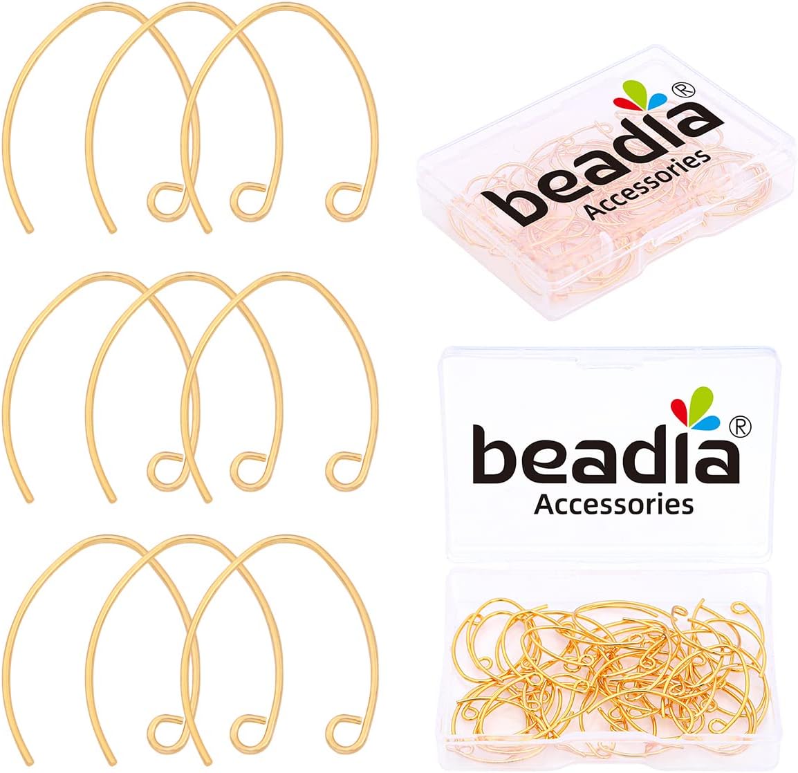 18K Gold Plated Earring Hooks U Shape 14x20mm 40pcs for Jewelry Making Findings