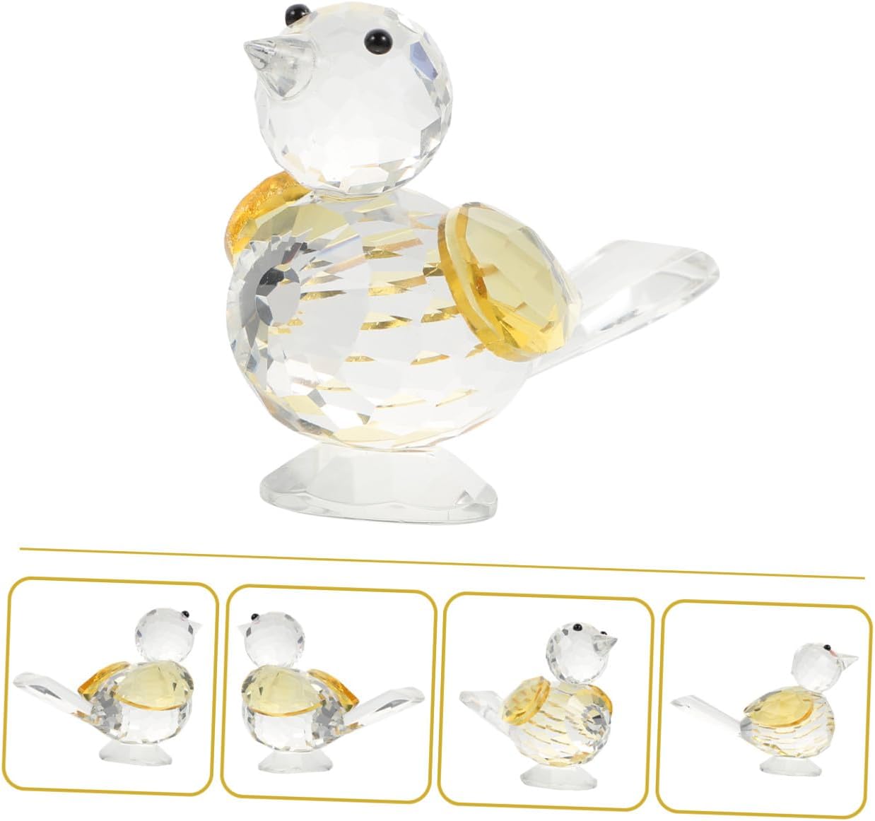 Ciieeo Little Bird Decor Glass Tabletop Ornament, Lightweight Yellow image 3