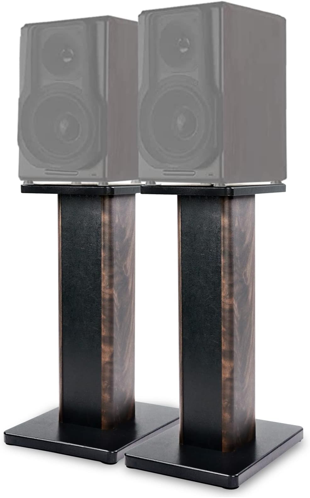 BQKOZFIN 23.62 inch(60cm) Wood Speaker Stands, 1 Pair, Stands for Home-Cinema HiFi Bookshelf Box and Satellite Speakers Wood Grain Enhanced Audio Listening Experience for Home Theaters
