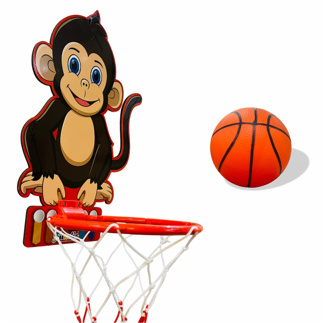Monkey Face Cartoon Basketball - Wall Mount Adjustable Basket Ball Kit for Kids, Basketball Hoop for Boys & Girls, Indoor and Outdoor Games 2