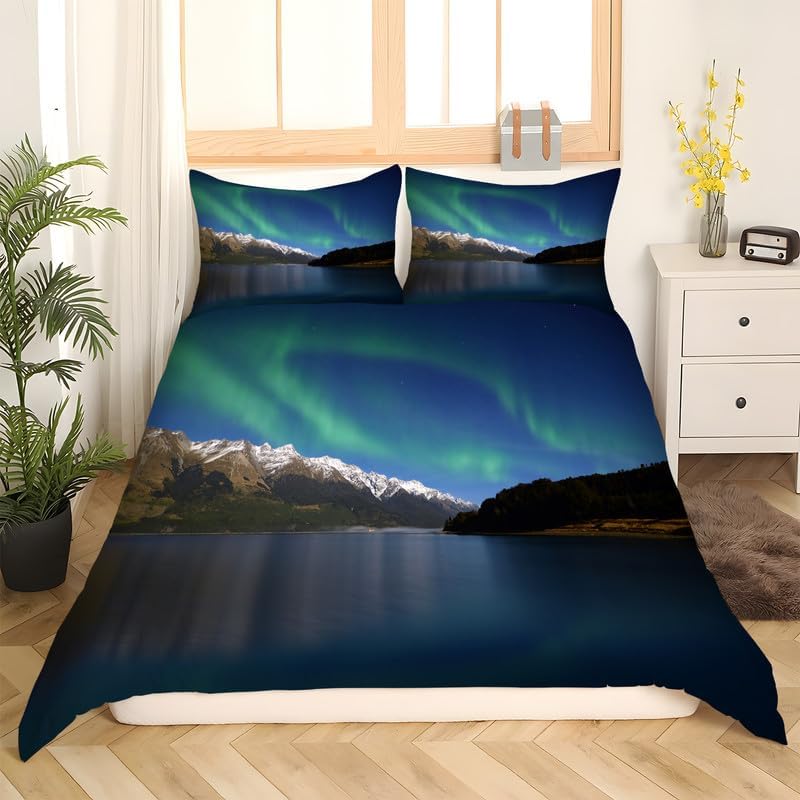 Miniatura 2 de Dark Blue Lake Twin Duvet Cover View Print Twin Bedding Sets Soft Microfiber Comforter Cover and 2 Pillow Shams 20"X26", Bed Set Duvet Covers with