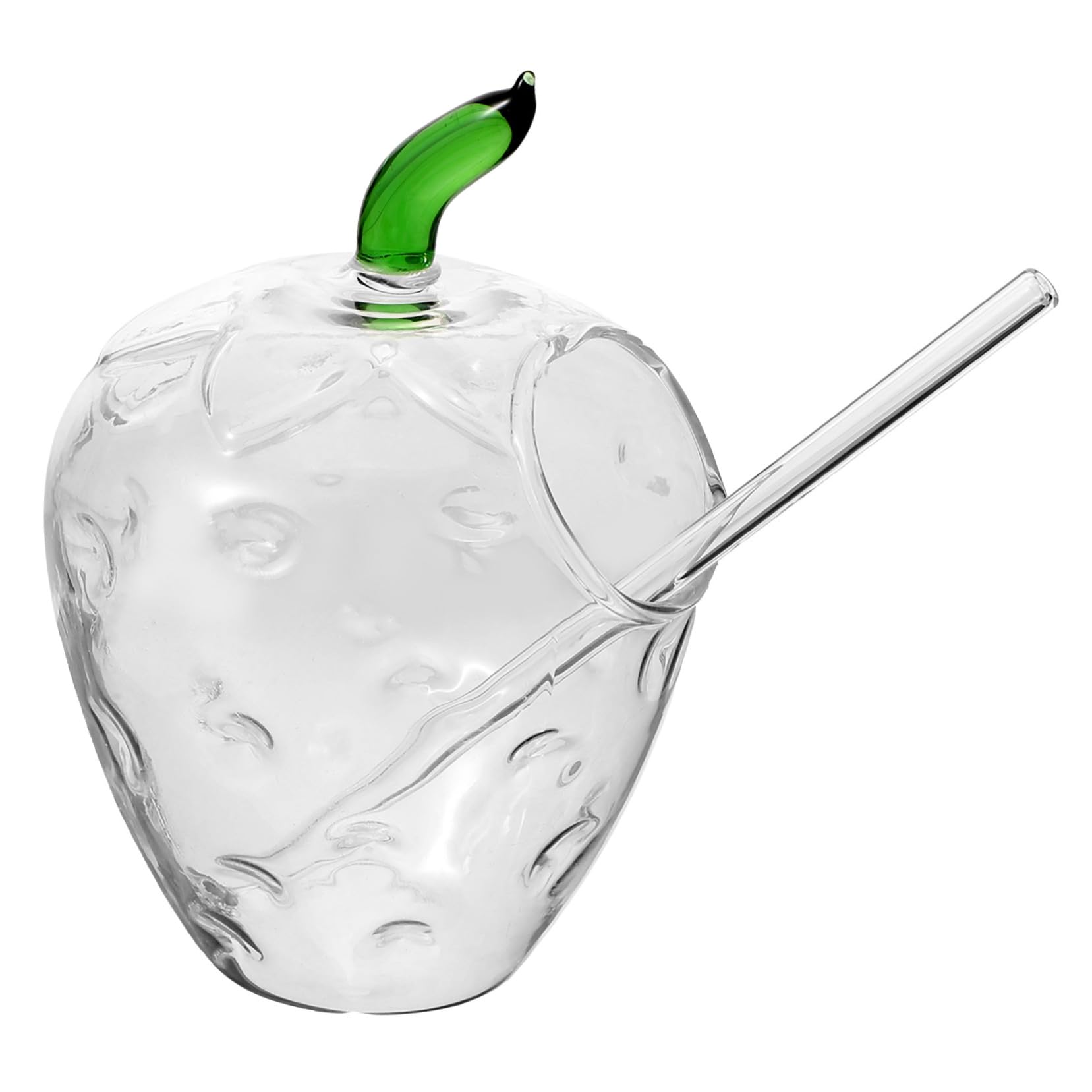 LABRIMP Glass Strawberry Water Bottle Water Cup Straw Cup Strawberry Cups Drinking Cup Party Beverage Bottle Juice Cup Wine Cup Party Drink Cups Beverage Cup Straw Drinking Bottle Milk Cup