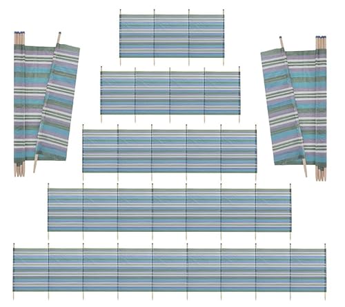 Wadan 8 Pole Green Windbreak | Extra Tall 5ft x 15ft | Colorful Wind Break for Camping, Caravan, Festival and Beach | Windbreaker Sun Shelter Garden Screen