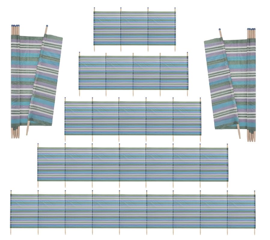 Wadan 8 Pole Green Windbreak | Extra Tall 5ft x 15ft | Colorful Wind Break for Camping, Caravan, Festival and Beach | Windbreaker Sun Shelter Garden Screen