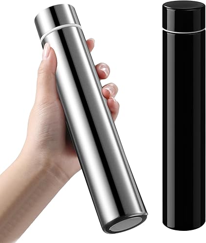 Vesici Botella de agua delgada de 8.8 onzas, pequeña bolsa de acero inoxidable, botellas de agua aisladas compactas, mochila de viaje, botella de