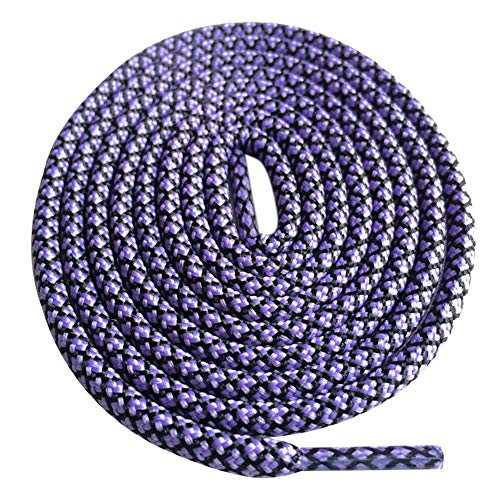 ECYC Senderismo Caminar Cuerda de dos tonos Reemplazo de cordones de cordones, Cordones redondos con cordones deportivos para realzar el baloncesto, Longitud 160 cm, Negro Púrpura