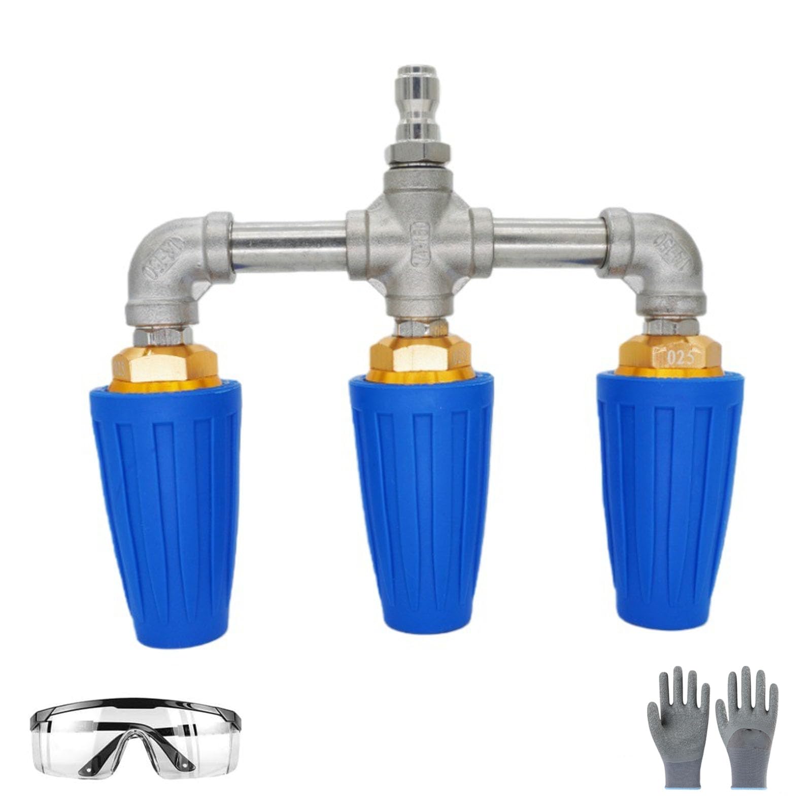 Lavadora a presión de triple boquilla, lavadora a presión de triple boquilla con conector rápido de 1/4 pulgadas, boquilla turbo de 360°, 4-6 GPM, 4000 psi máximo, limpieza de alta presión de patios