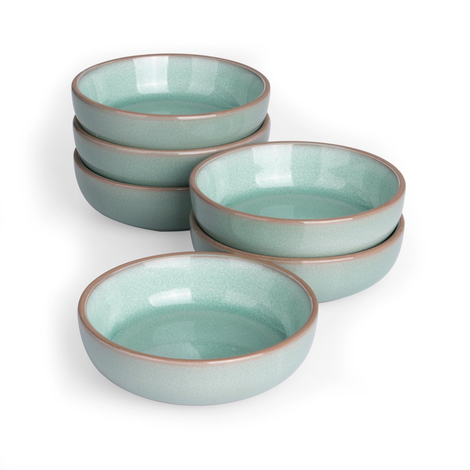 Photo 1 of famiware Nature Ceramic Soy Sauce Dish, Dipping Bowls Set of 6, 3 oz Dipping Sauce Bowls/Dishes/Cups/Plates, Small Serving Bowls for Side Dishes, Condiments, Sushi, Appetizer, Dessert, Verdure